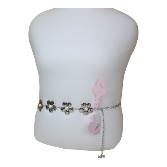 Silver Floral Chain Belt S/M By Truelove Accessories Concho Belt New - Picture 4 of 16